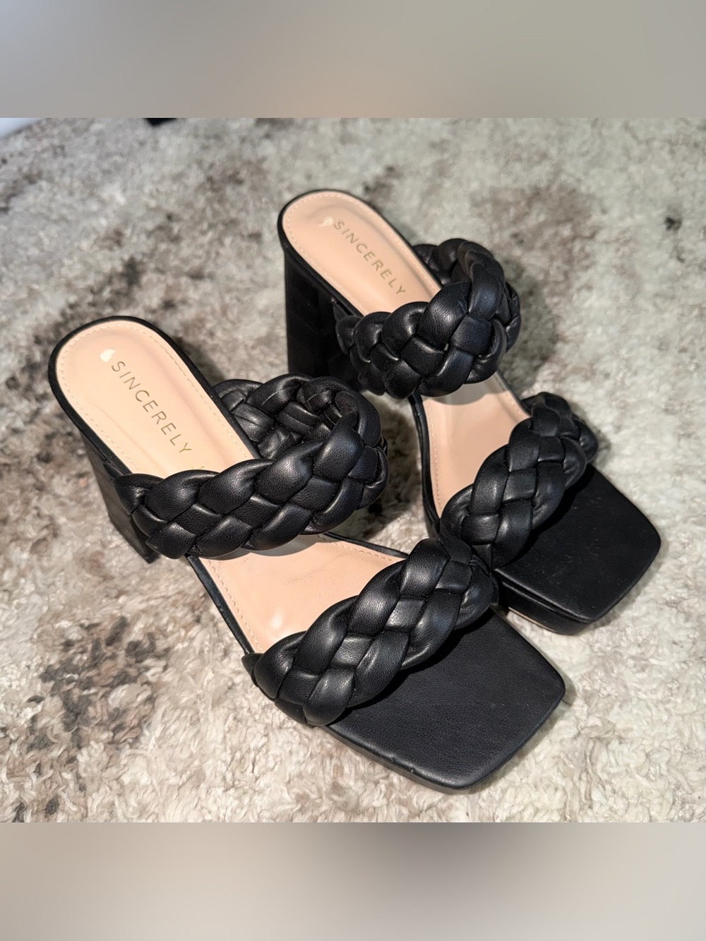 Sincerely Jules Black Braided Platform Heels Size 6.5 - Picture 2 of 2